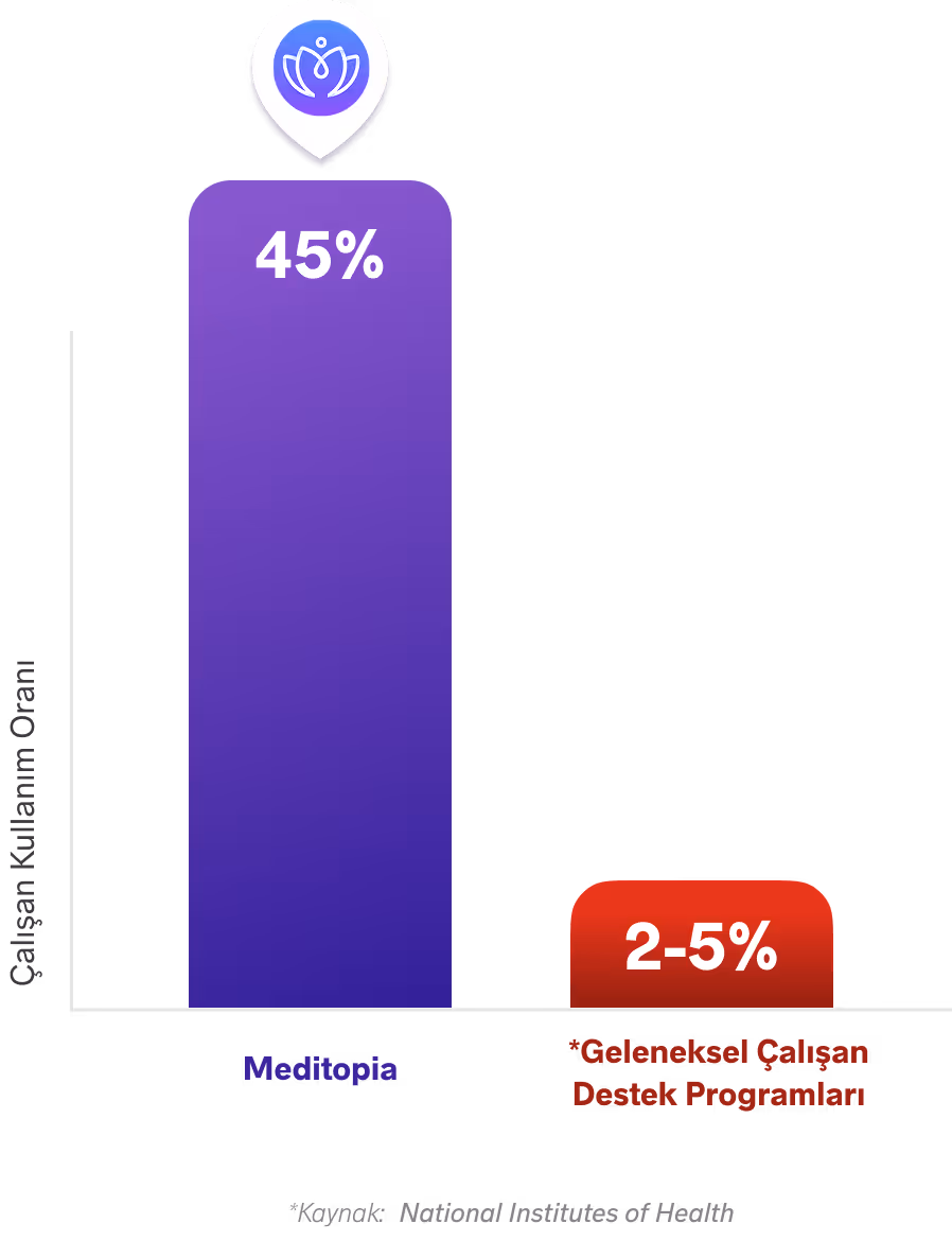 Geleneksel Çalışan Destek Programları ile Meditopia gibi Modern Çalışan Destek Programlarının kullanım oranları karşılaştırması