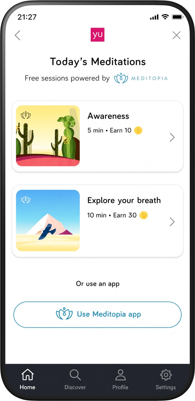 Meditopia daily meditations powering the YuLife app