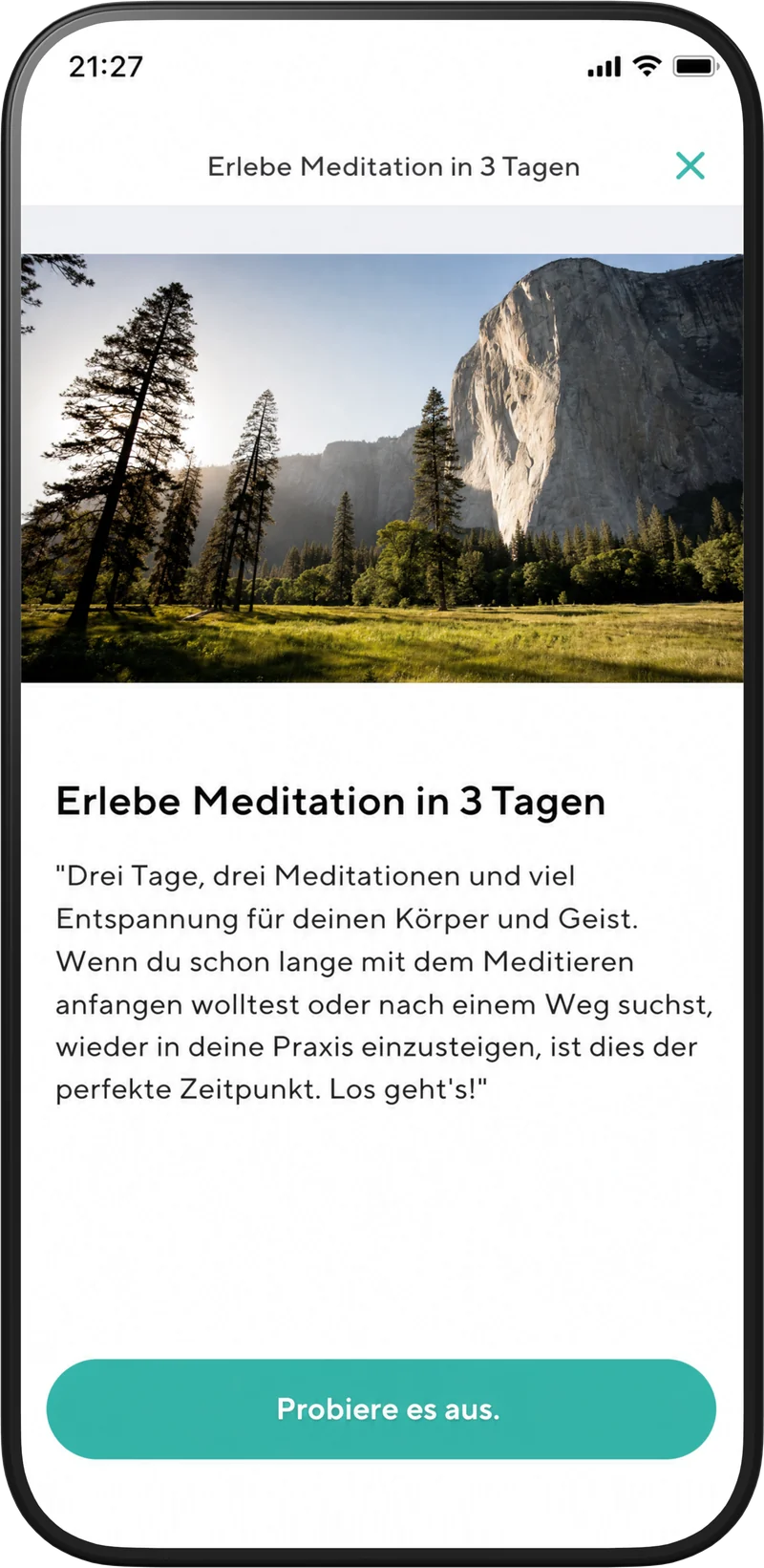 Meditopia three-day meditation programme inside the Vivy app