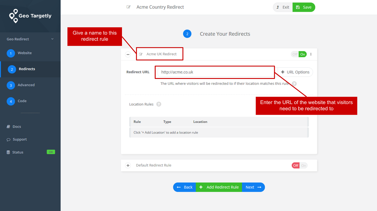 create redirects by ip address