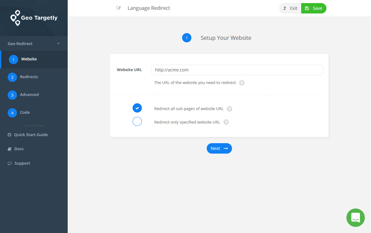 Change website language