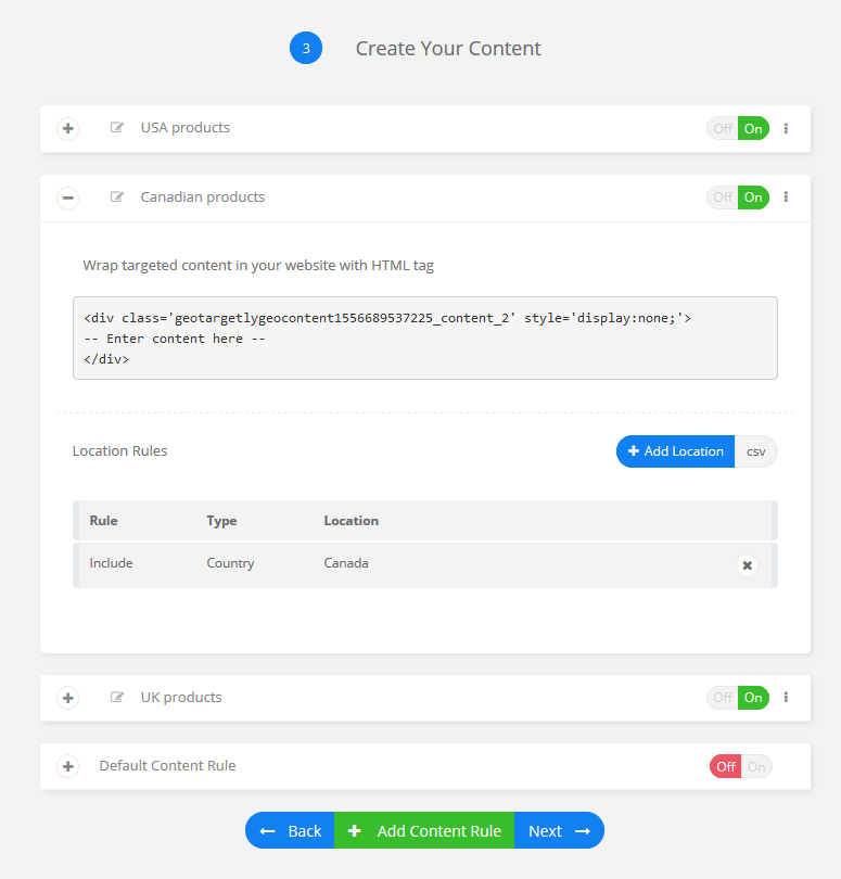 Save the setup to obtain geo content classes