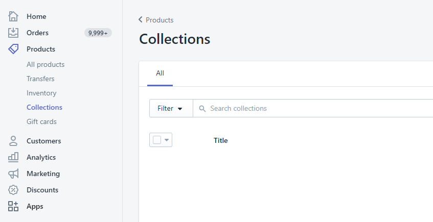 Create a new product collection in your Shopify store