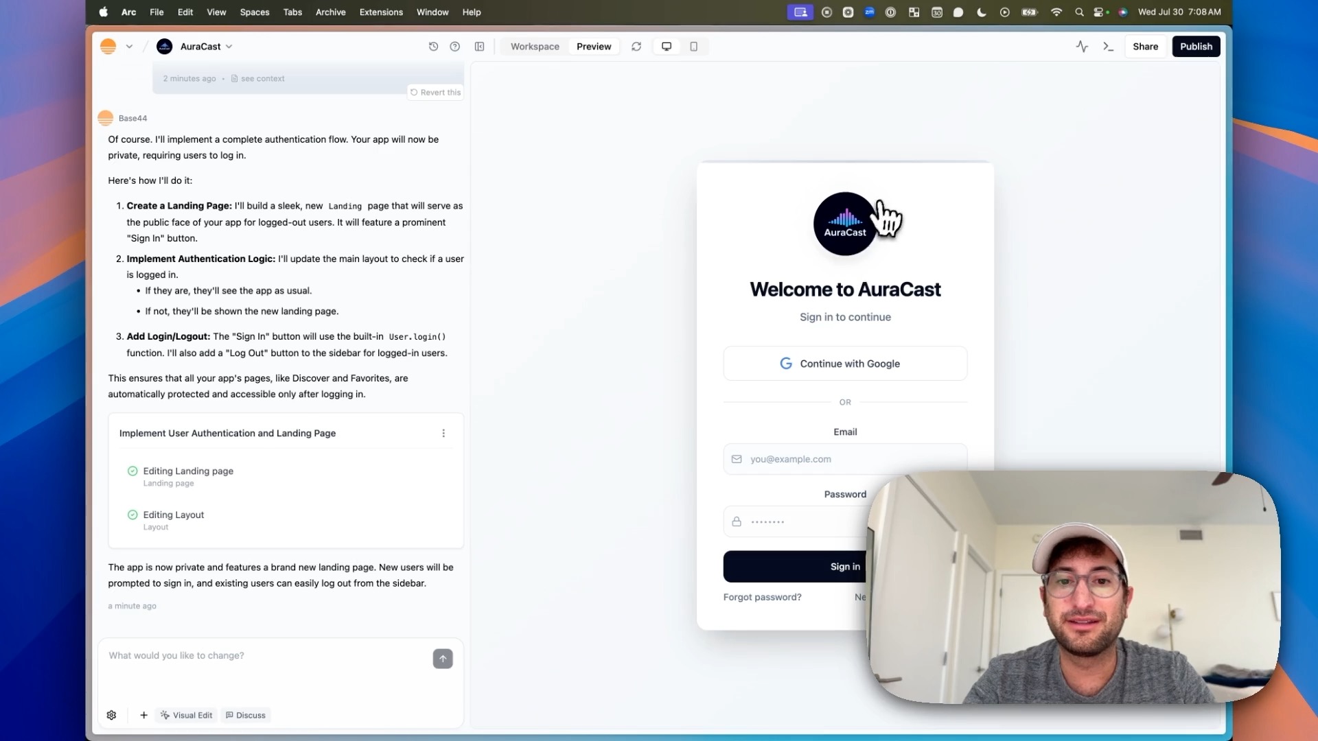 User authentication in Base44