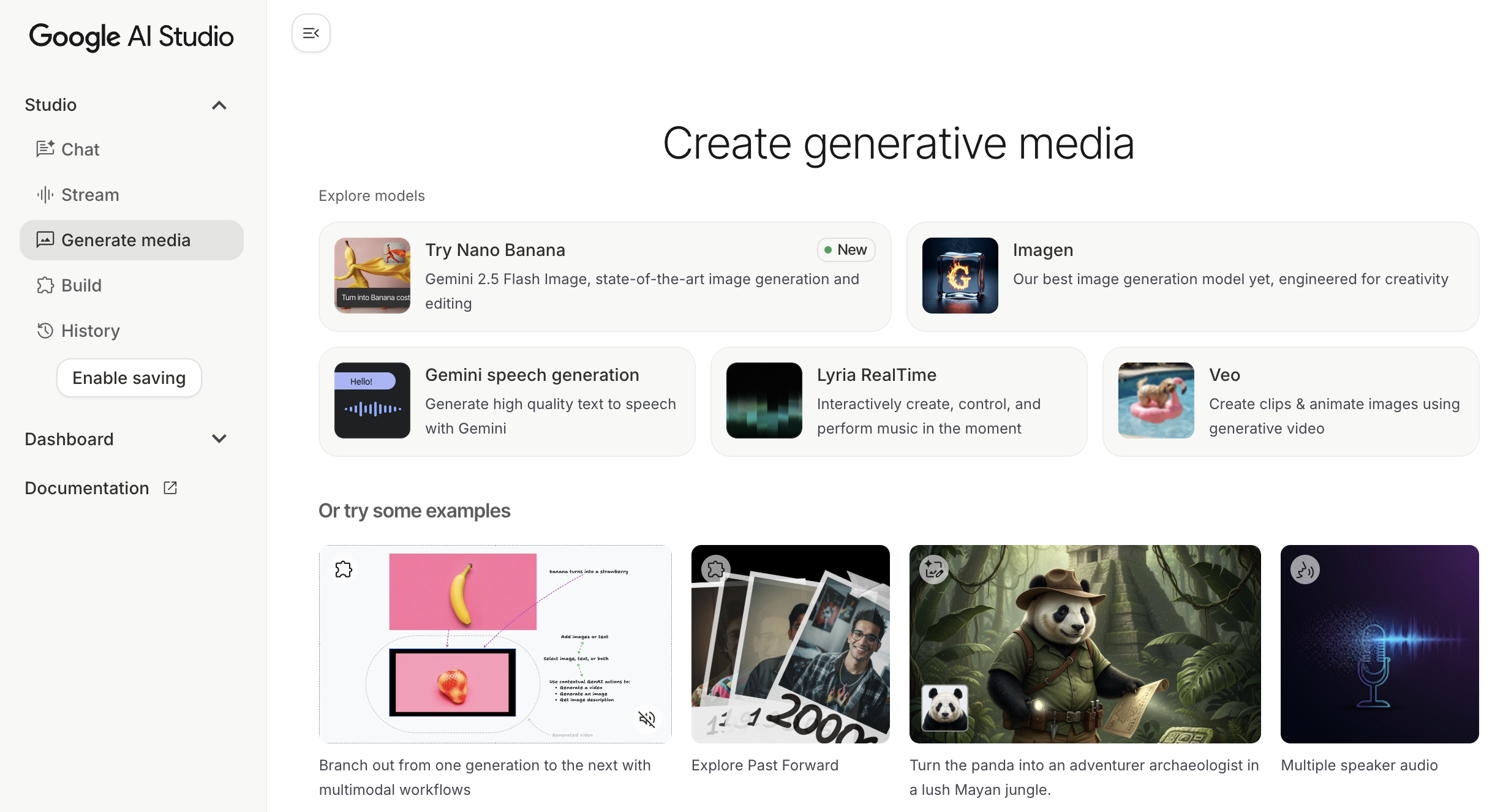 Create images and videos using AI Studio