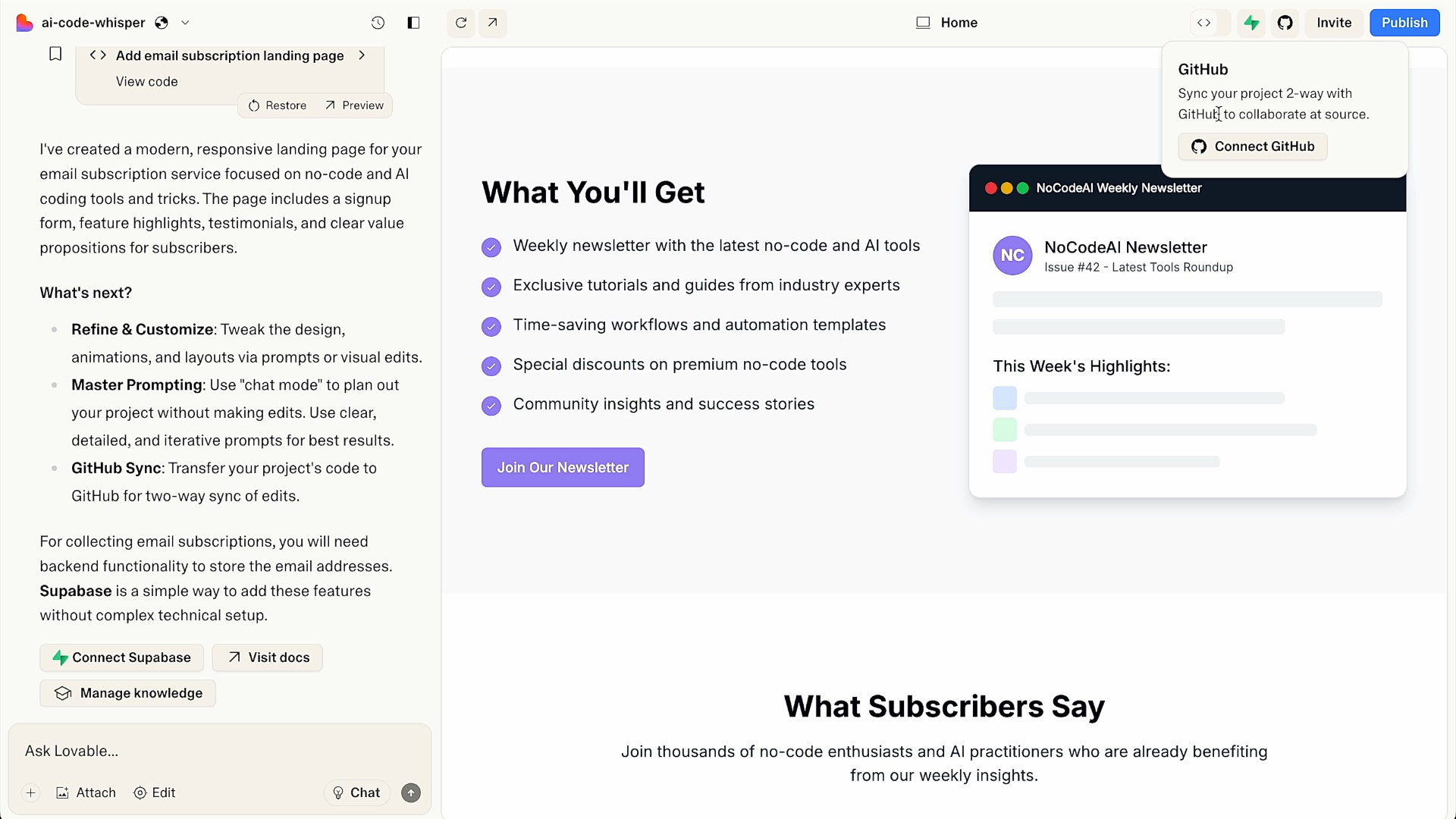 Sync Lovable with Github