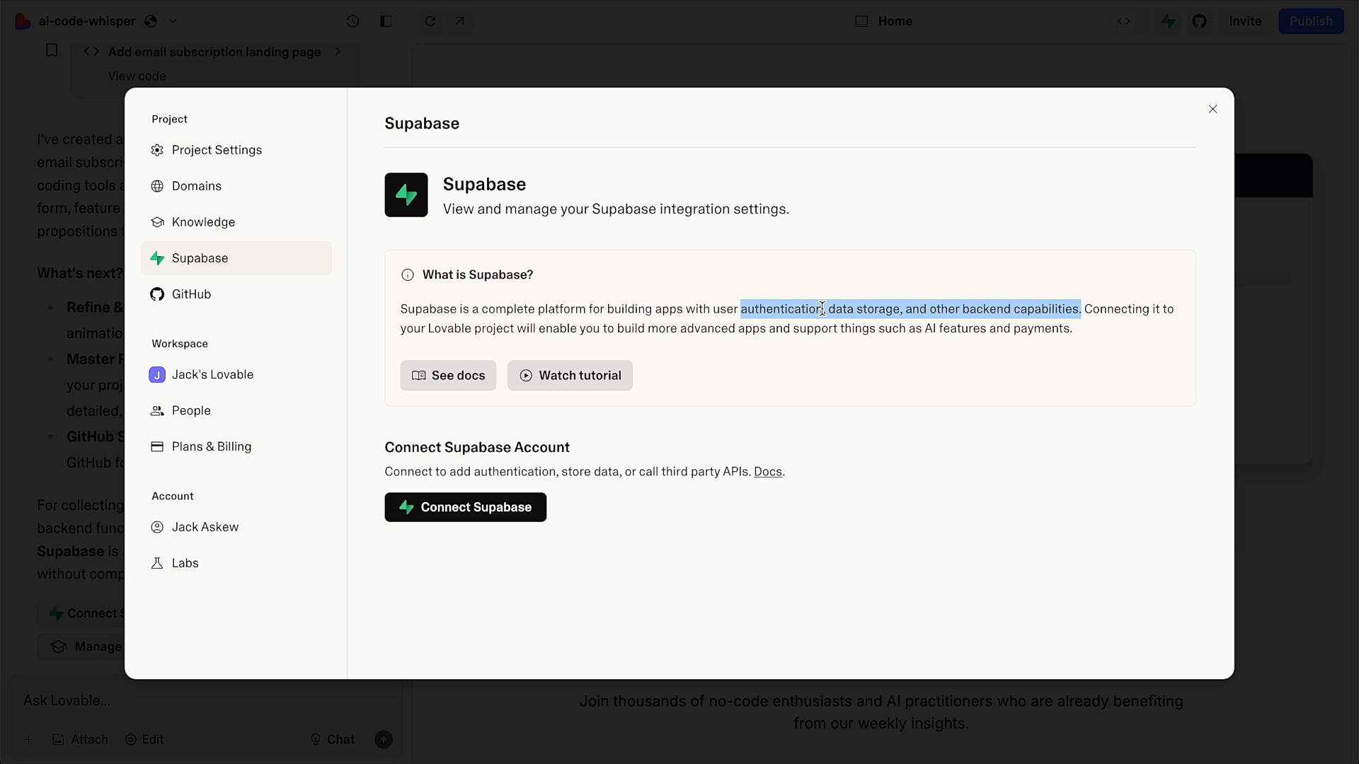 Connect Lovable to Supabase