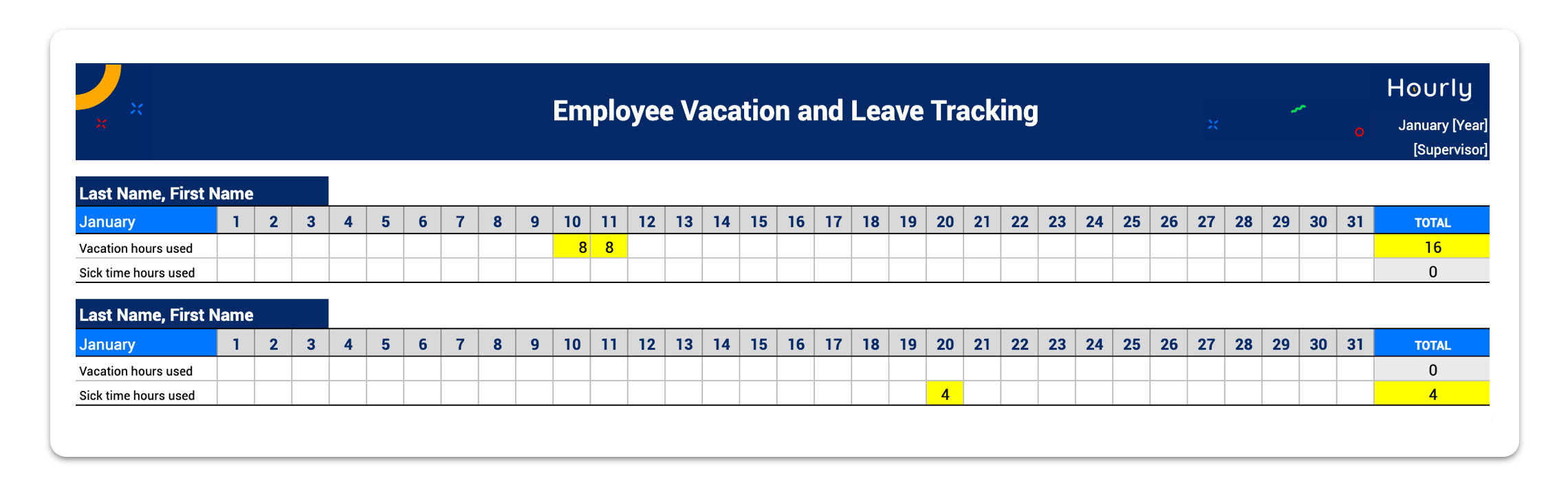 PTO tracker sick time hours entered