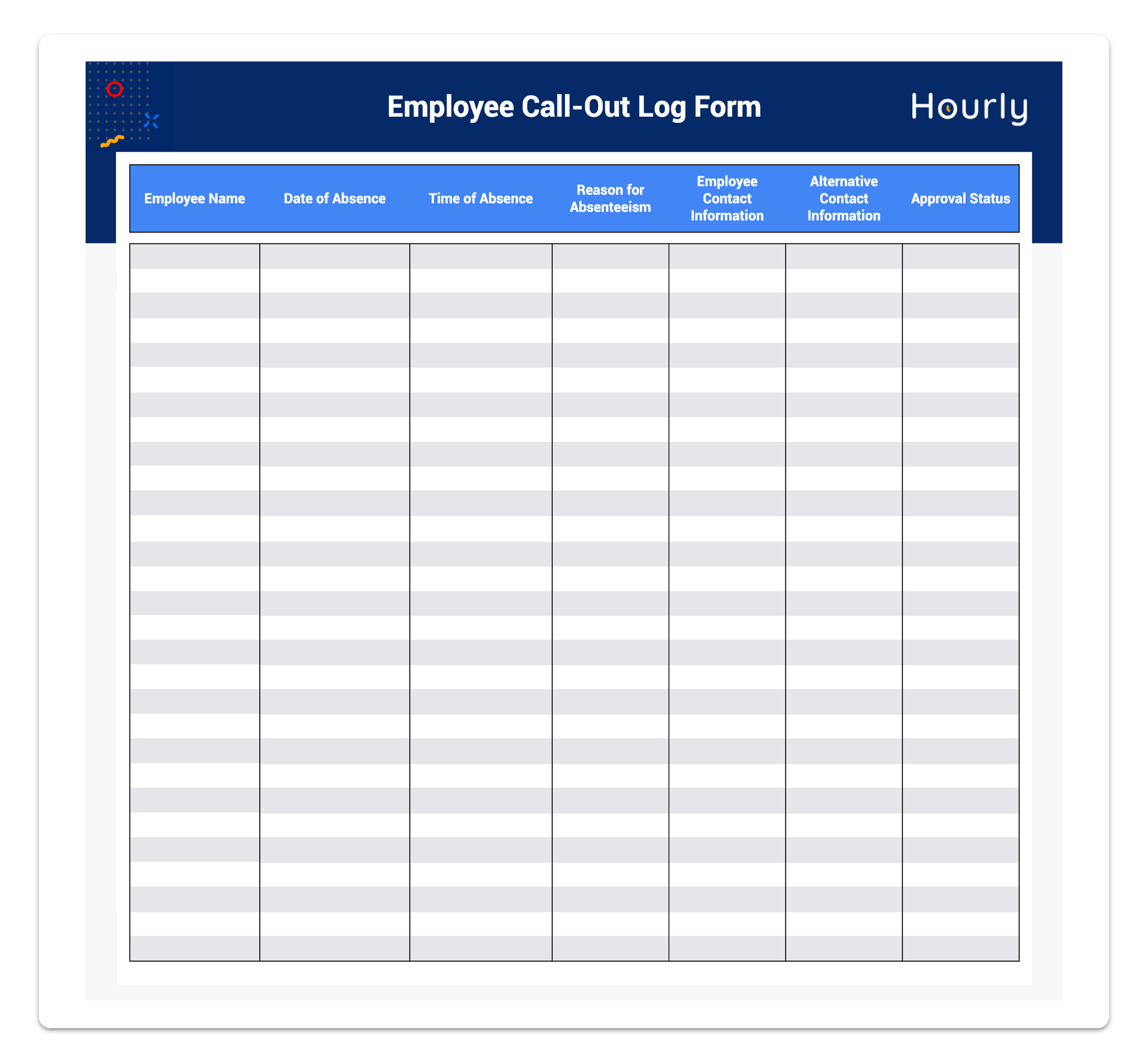 The Call Out Log Your Must Have Employer s Tool Template Hourly Inc 