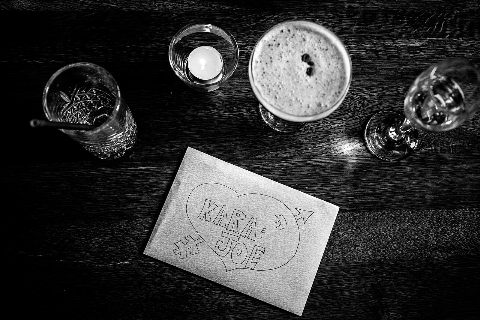 wedding cards and drinks