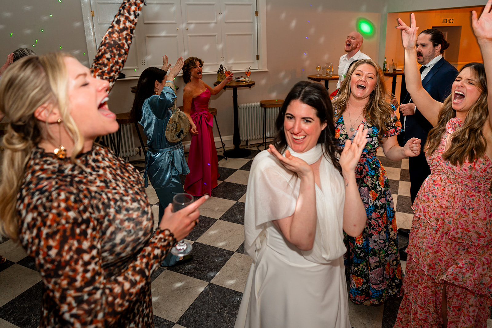 Dance floor fun at wedding