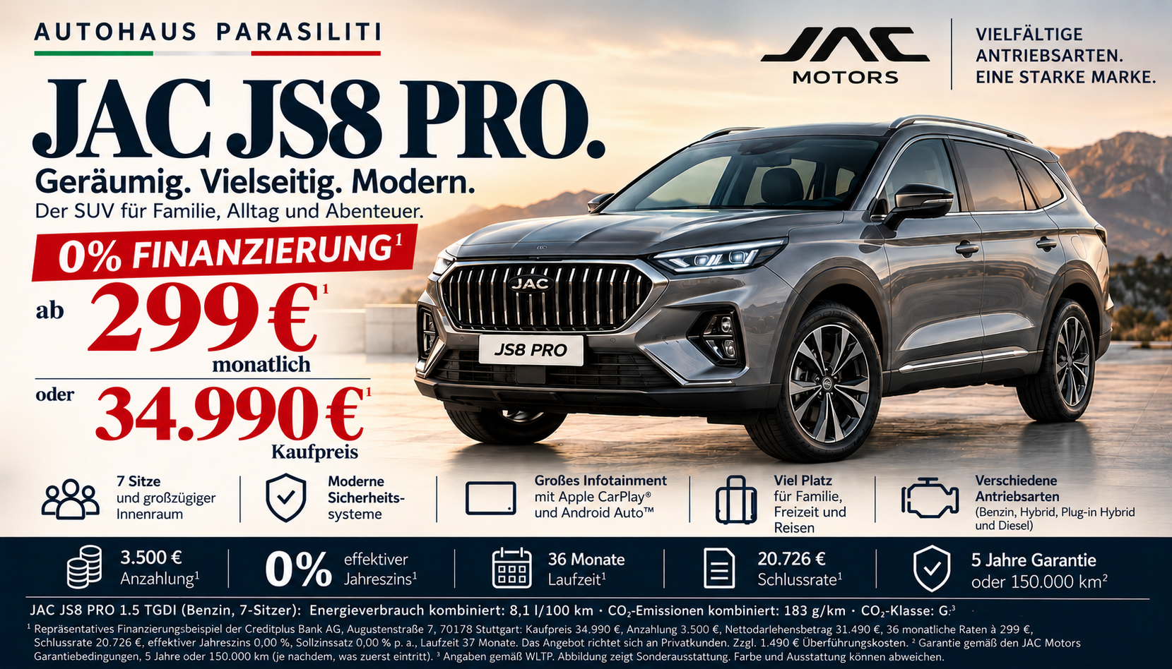 JAC JS8 PRO – Viel Platz. Viel Ausstattung. 