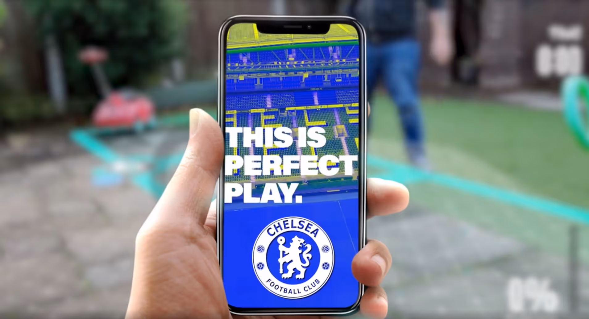 A picture of Chelsea football club app on a mobile phone, that was built for football training. 