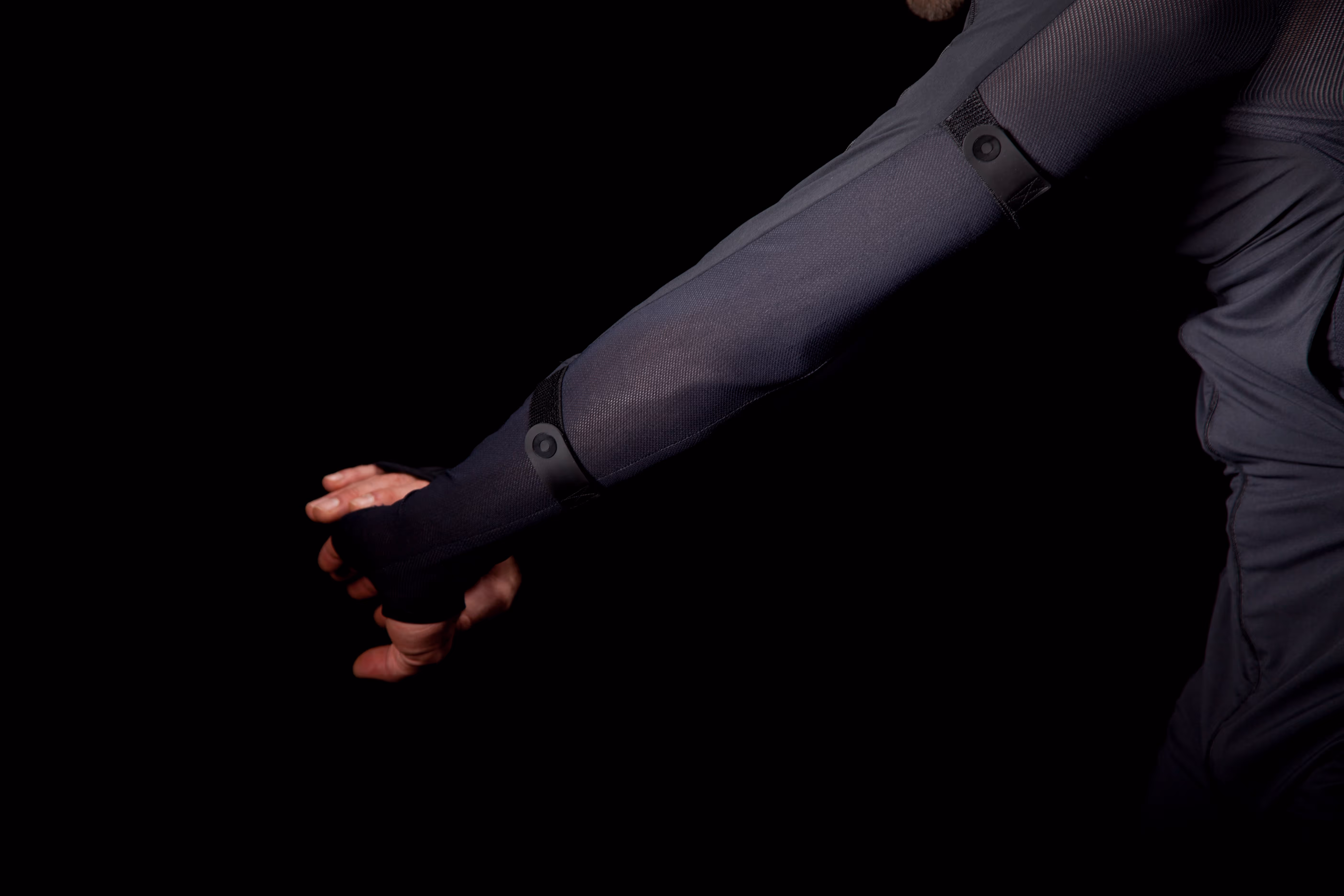 Image of Rokoko Smartsuit Pro II, focused on showcasing the suit sleeves and the full body motion capture.