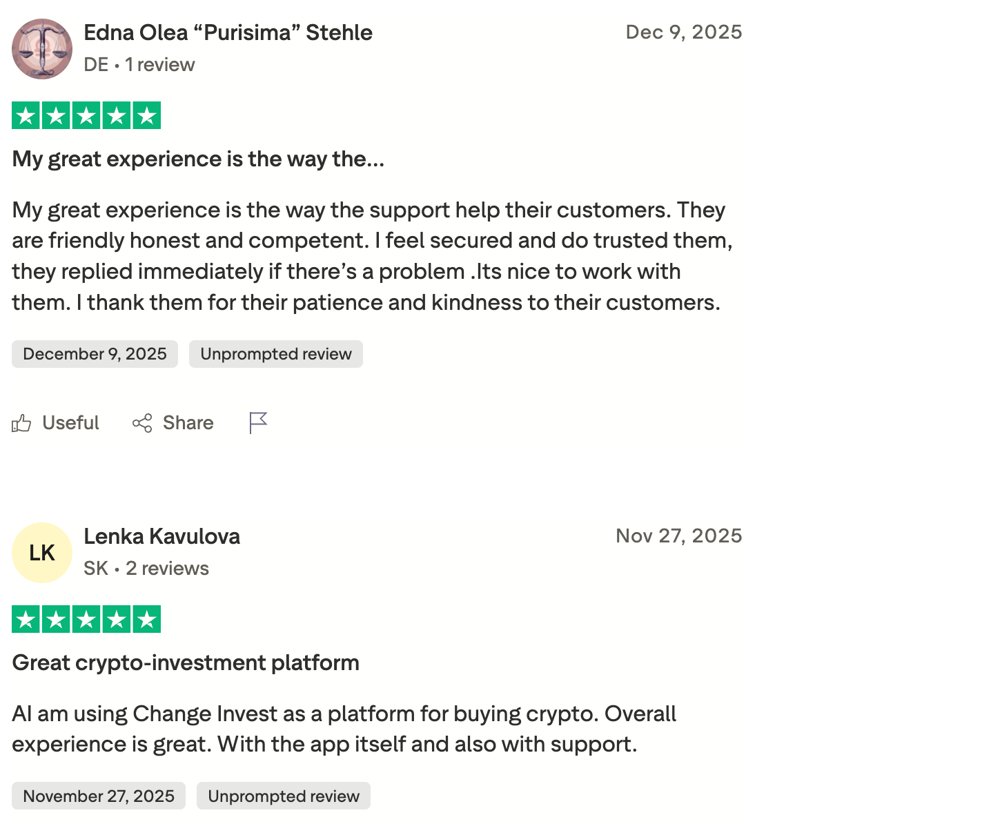 Safest crypto exchange user reviews showing five star ratings and positive customer experiences