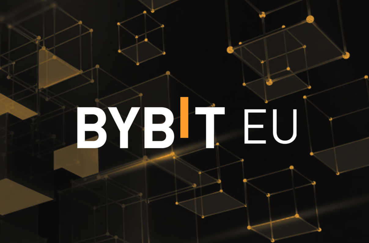 Safest crypto exchange Bybit EU platform with secure blockchain themed background