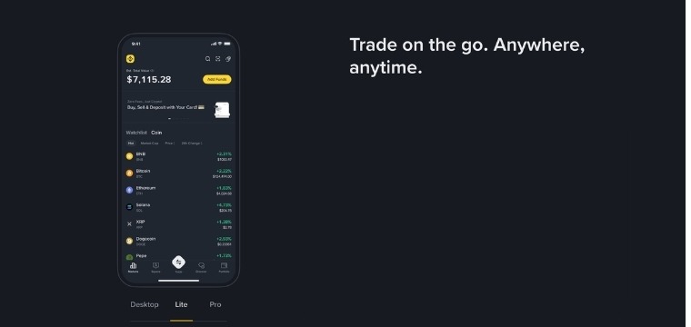 Mobile crypto trading app showcased as a leading Coinbase alternative for trading anywhere in 2026