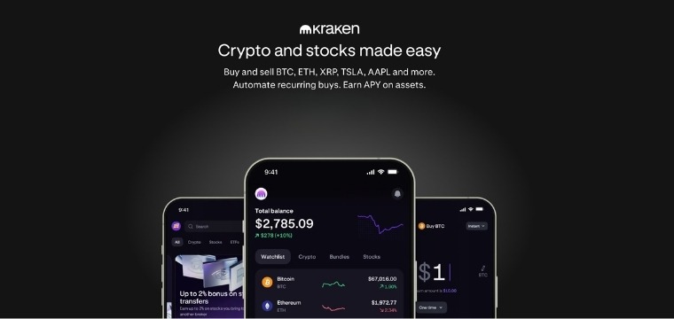 Kraken trading app interface featured as one of the best Coinbase alternatives in 2026