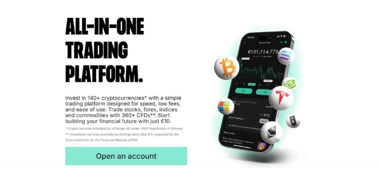 Bitstamp alternatives CFD trading platform app interface with crypto and forex features displayed