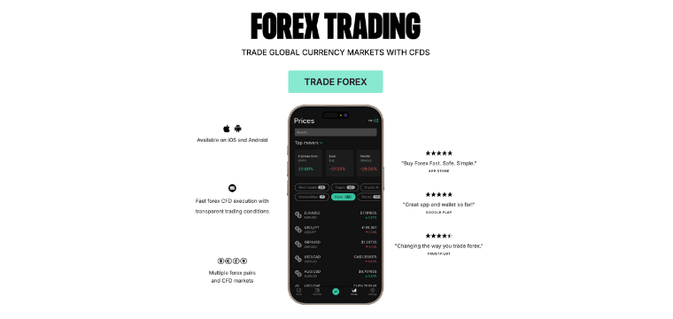 Cryptocurrency trading vs forex trading mobile app showing live forex market performance