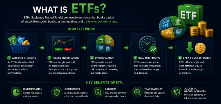 CFD vs ETF comparison explaining how ETFs work and key investment differences