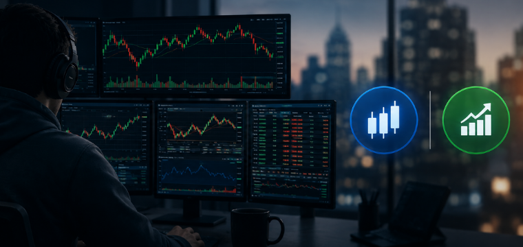CFD vs stock trading dashboard comparing market analysis for CFDs and stock investing