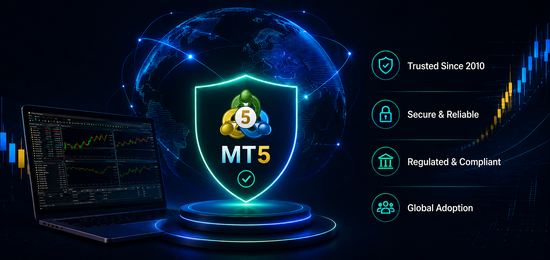 MT5 security shield and trading platform illustrating that MetaTrader 5 legit for traders
