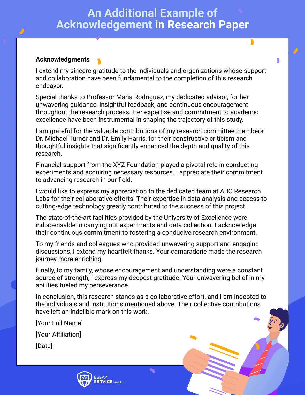 How to Write an Acknowledgement for a Research Paper | EssayService