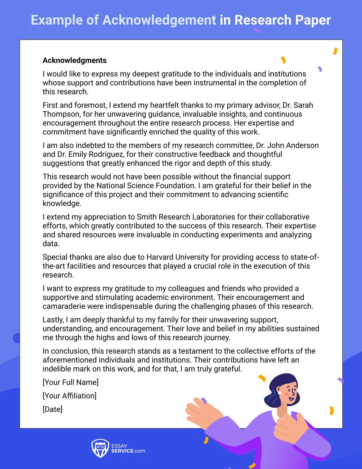 How to Write an Acknowledgement for a Research Paper | EssayService