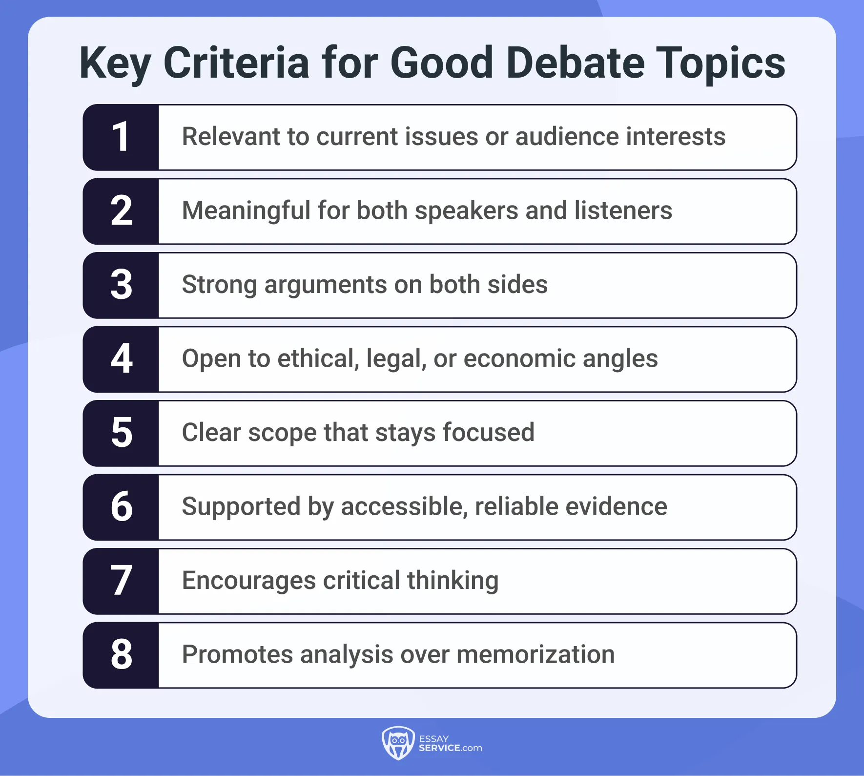 key criteria for good debate topics