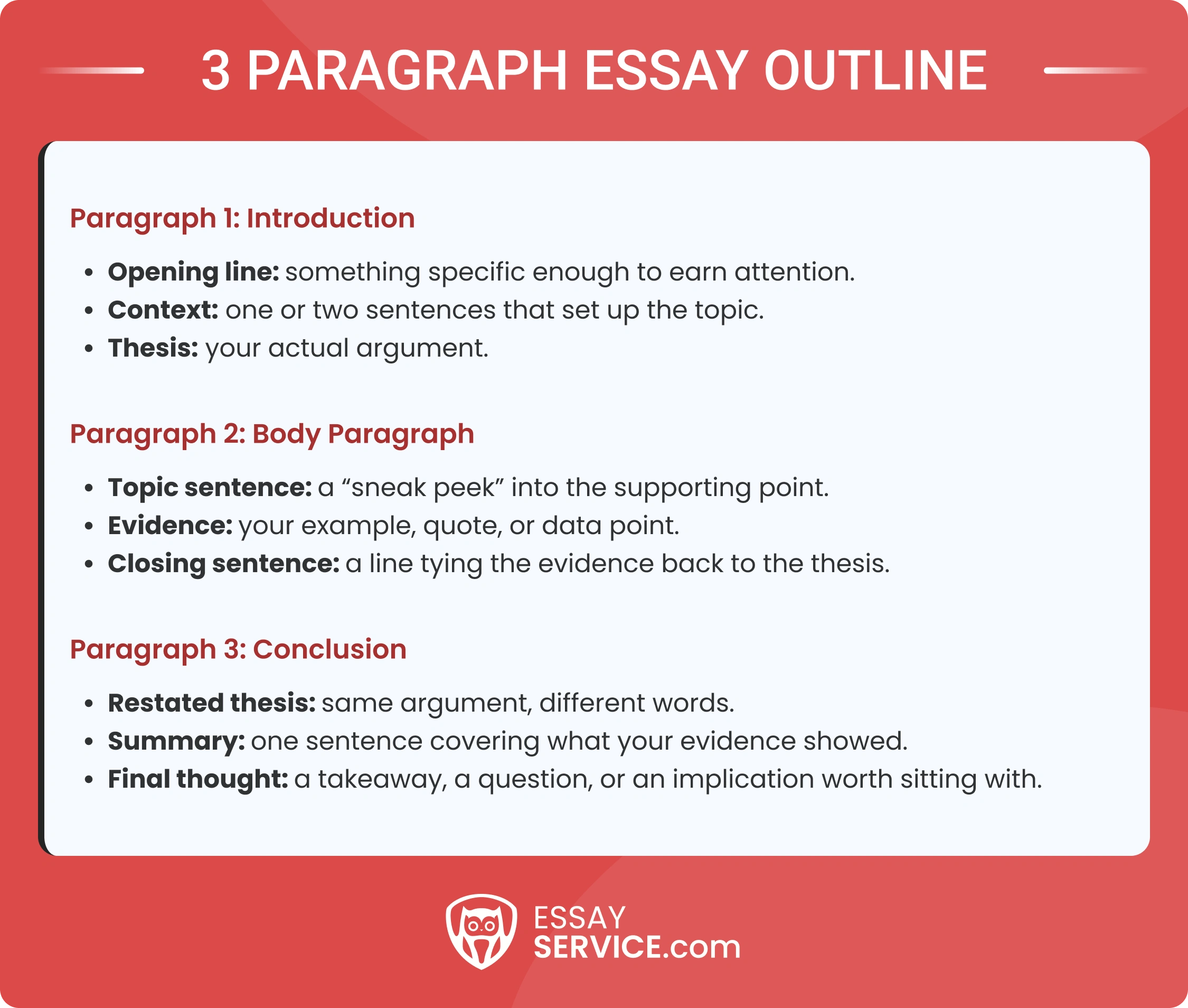 3 Paragraph Essay Outline