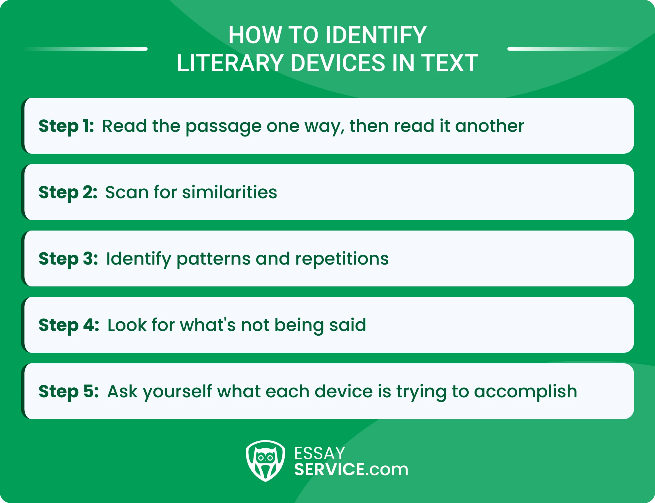 How to identify literary devices in text in 5 steps