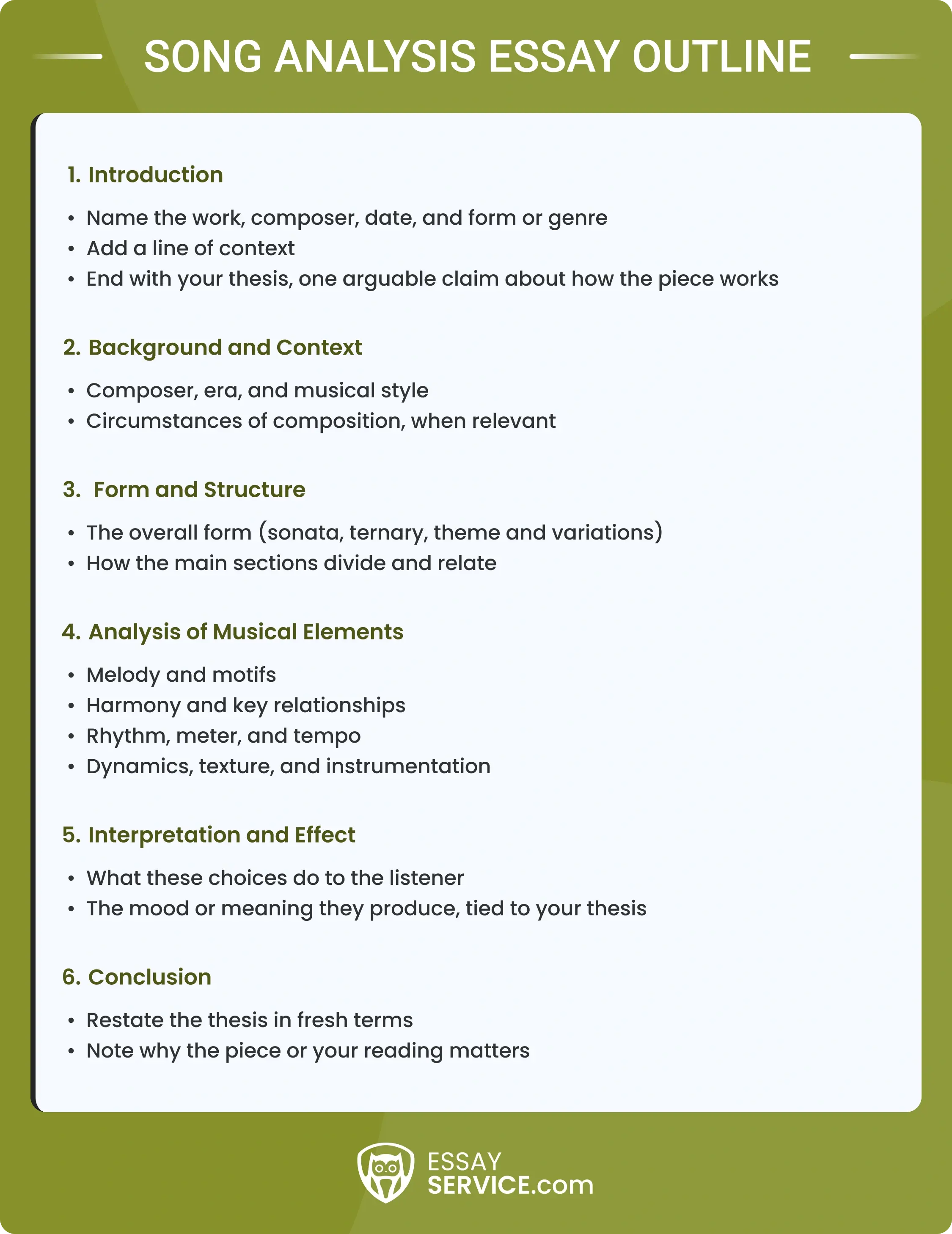 Song Analysis Essay Outline