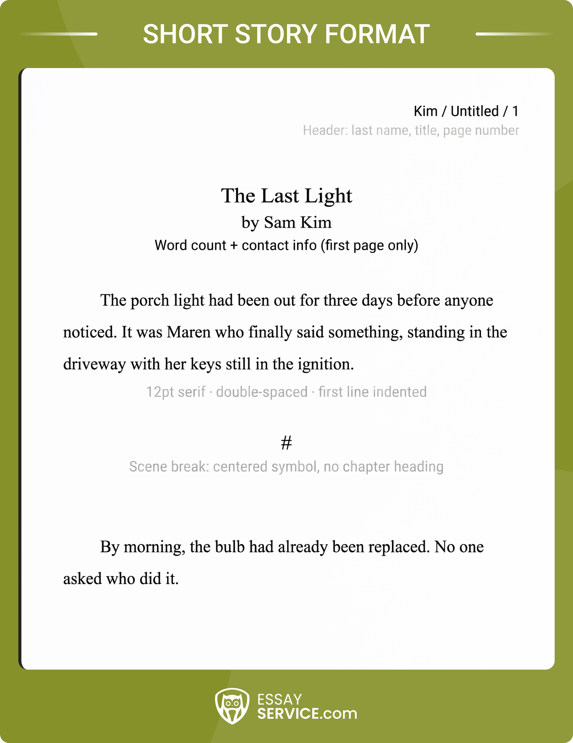 Short story format