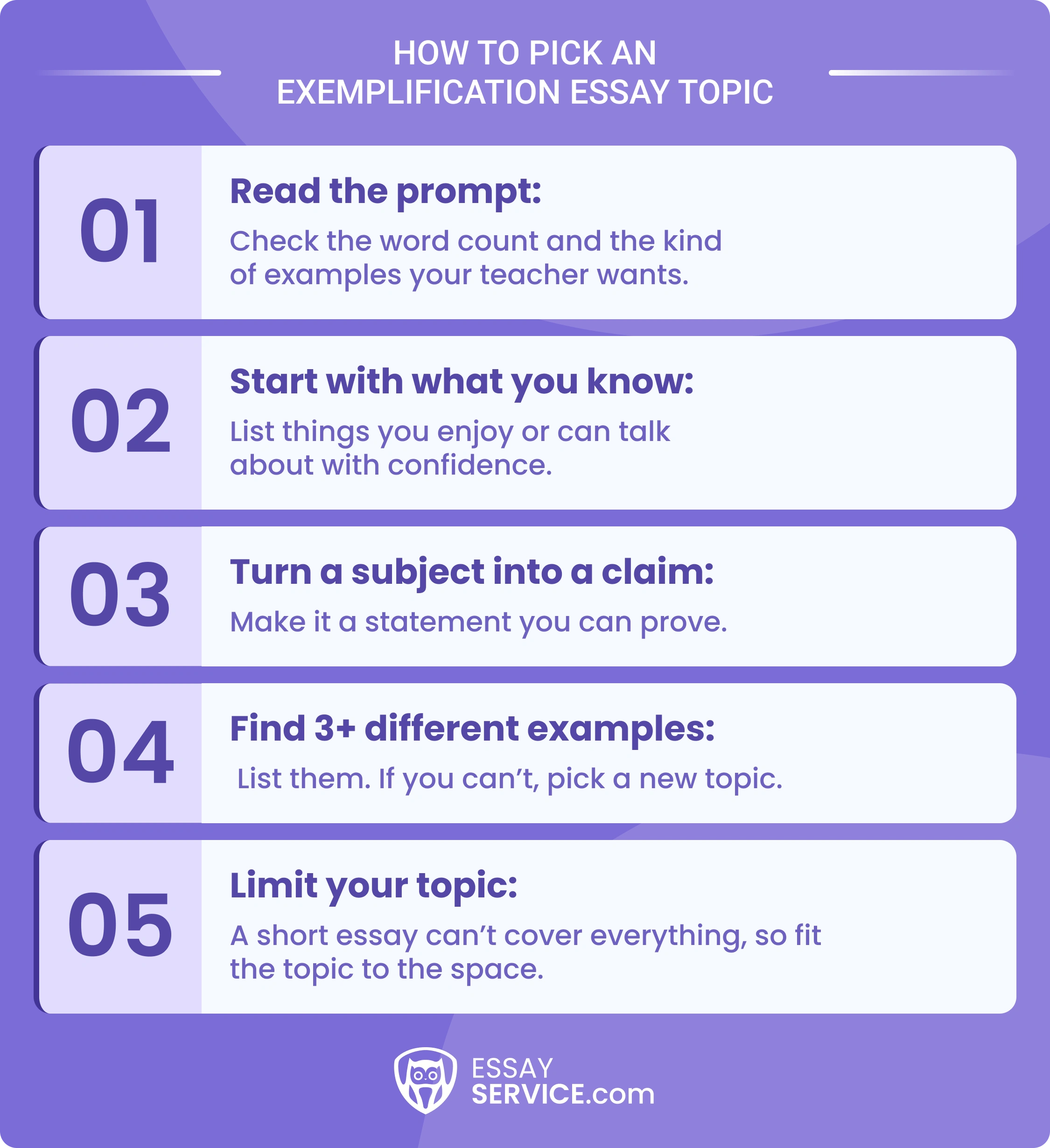 How to pick an exemplification essay topic