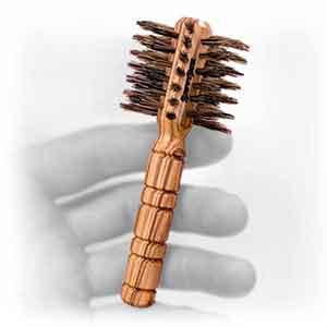 Mustache boar bristle round brush - in hand