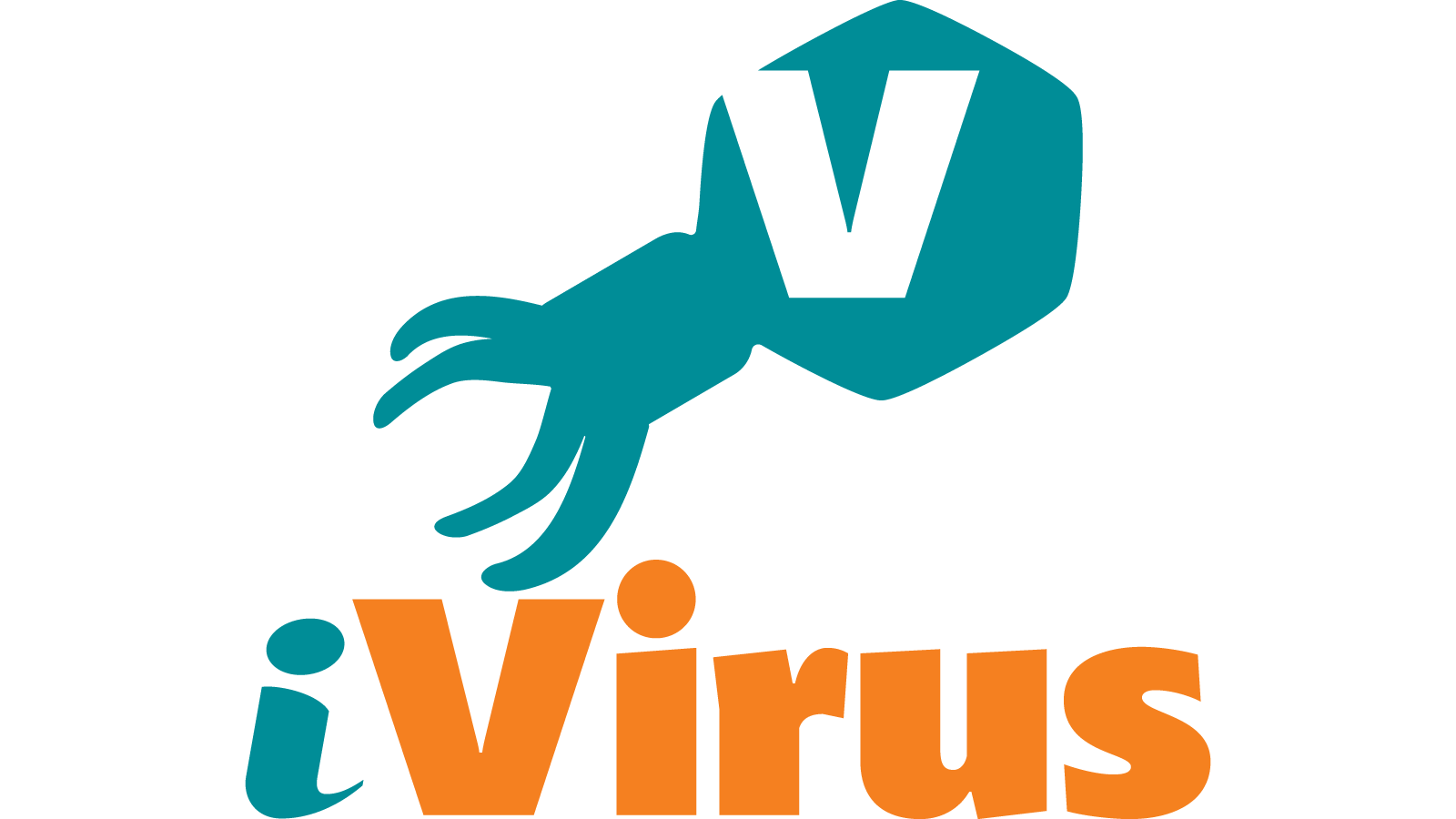 iVirus logo trimmed with a different layout. The "V" in the virus is above the iVirus text.