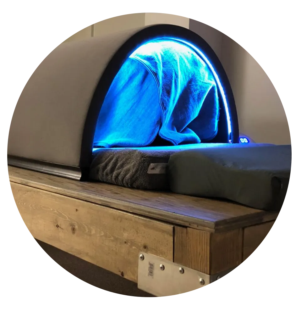 Infrared sauna pod at sēk Sauna Studio in Franklin, TN
