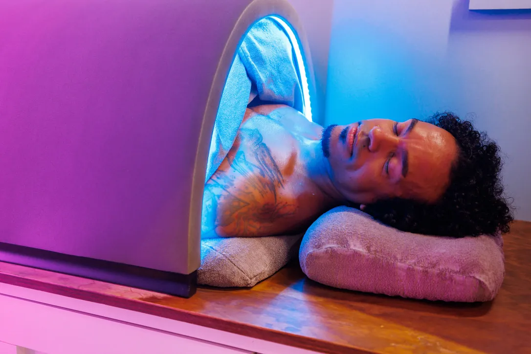 Infrared sauna pod at sēk Sauna Studio in Franklin, TN