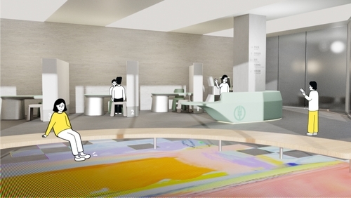 Bank Interior with people in it