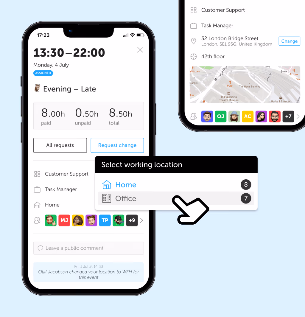 Changing working location hybrid team