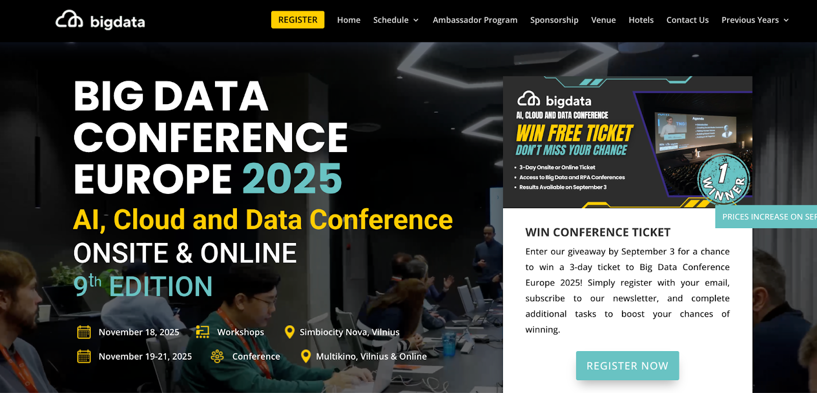 Big Data Conference Europe Image showing the landing page of the event