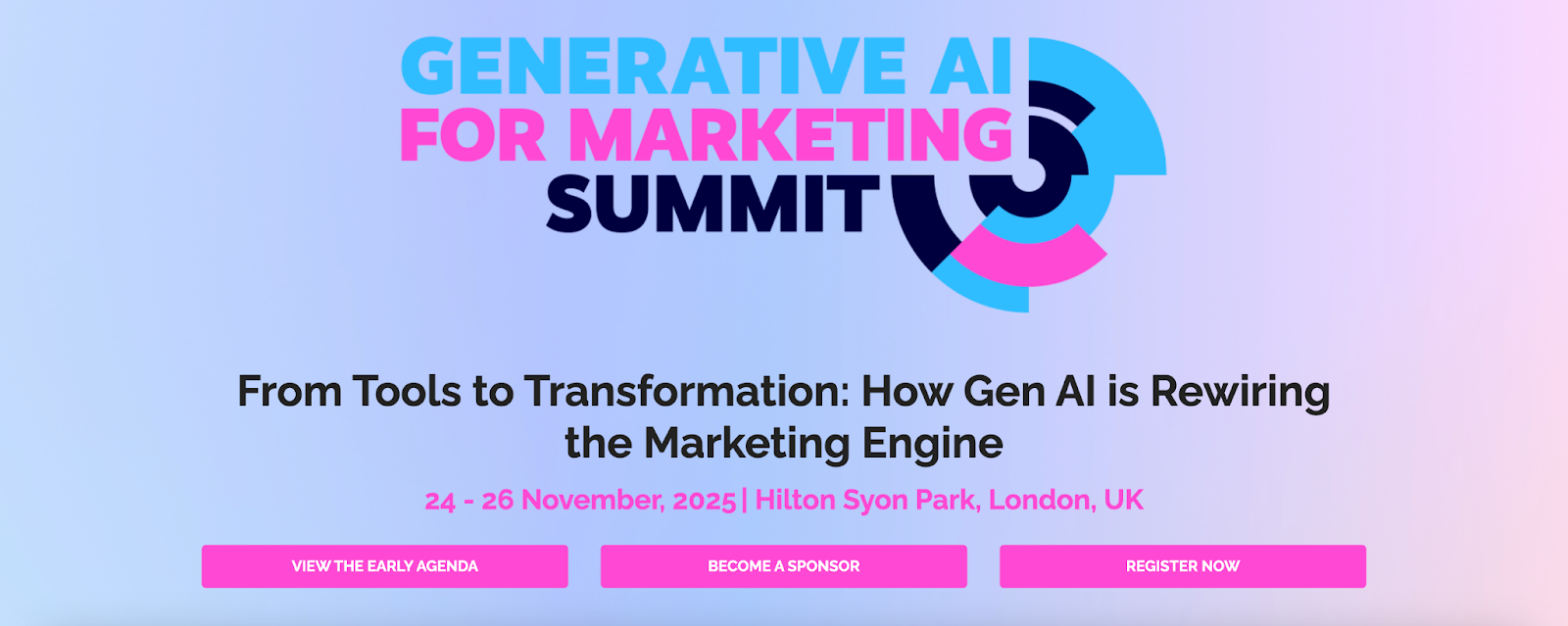 Generative AI for Marketing Summit Image showing the landing page of the event