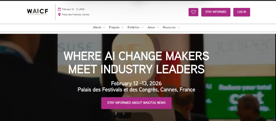 World AI Cannes Image showing the landing page of the event