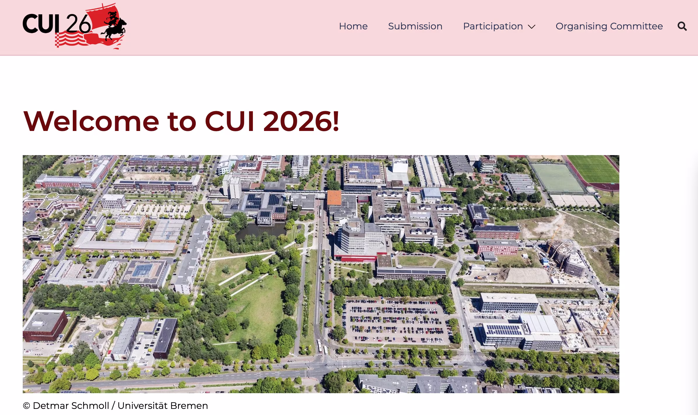 CUI26 Image showing the landing page of the event