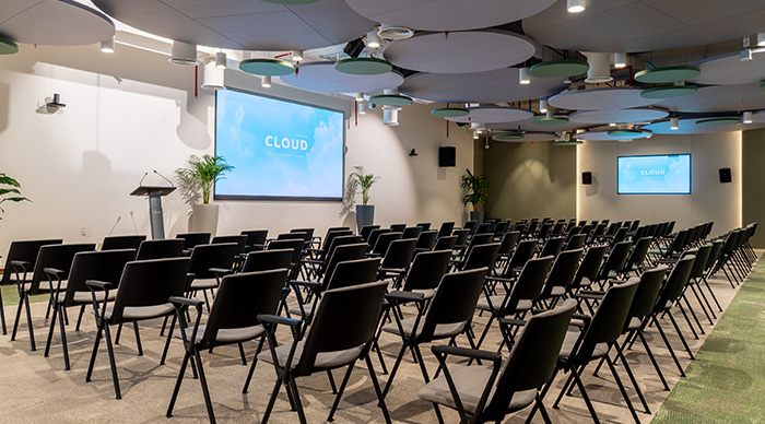 Auditorium space setup for presentations or events