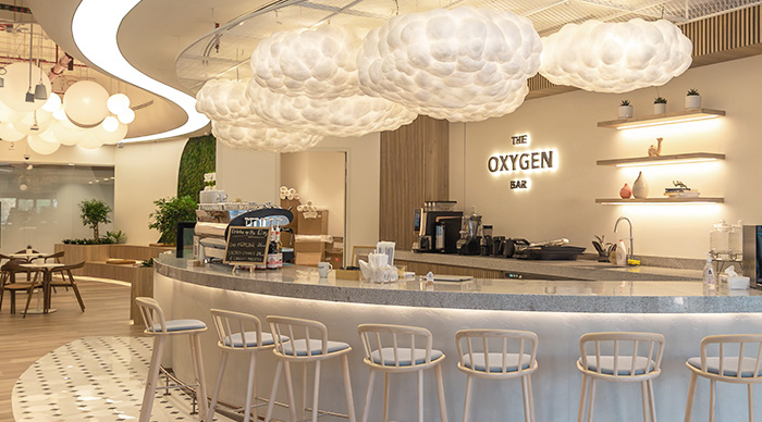 Professional meeting room with presentation screen