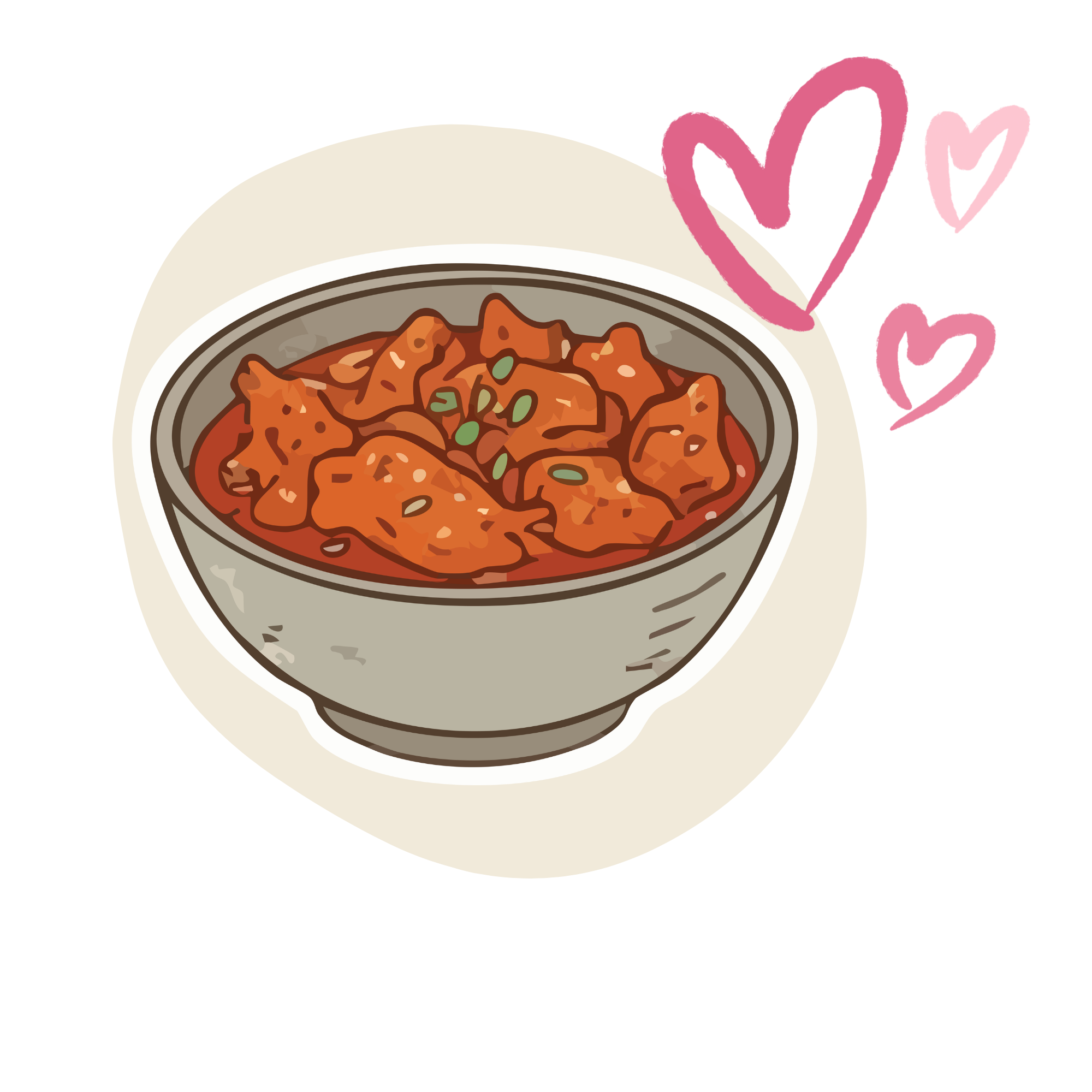 Bowl of curry with hearts icon