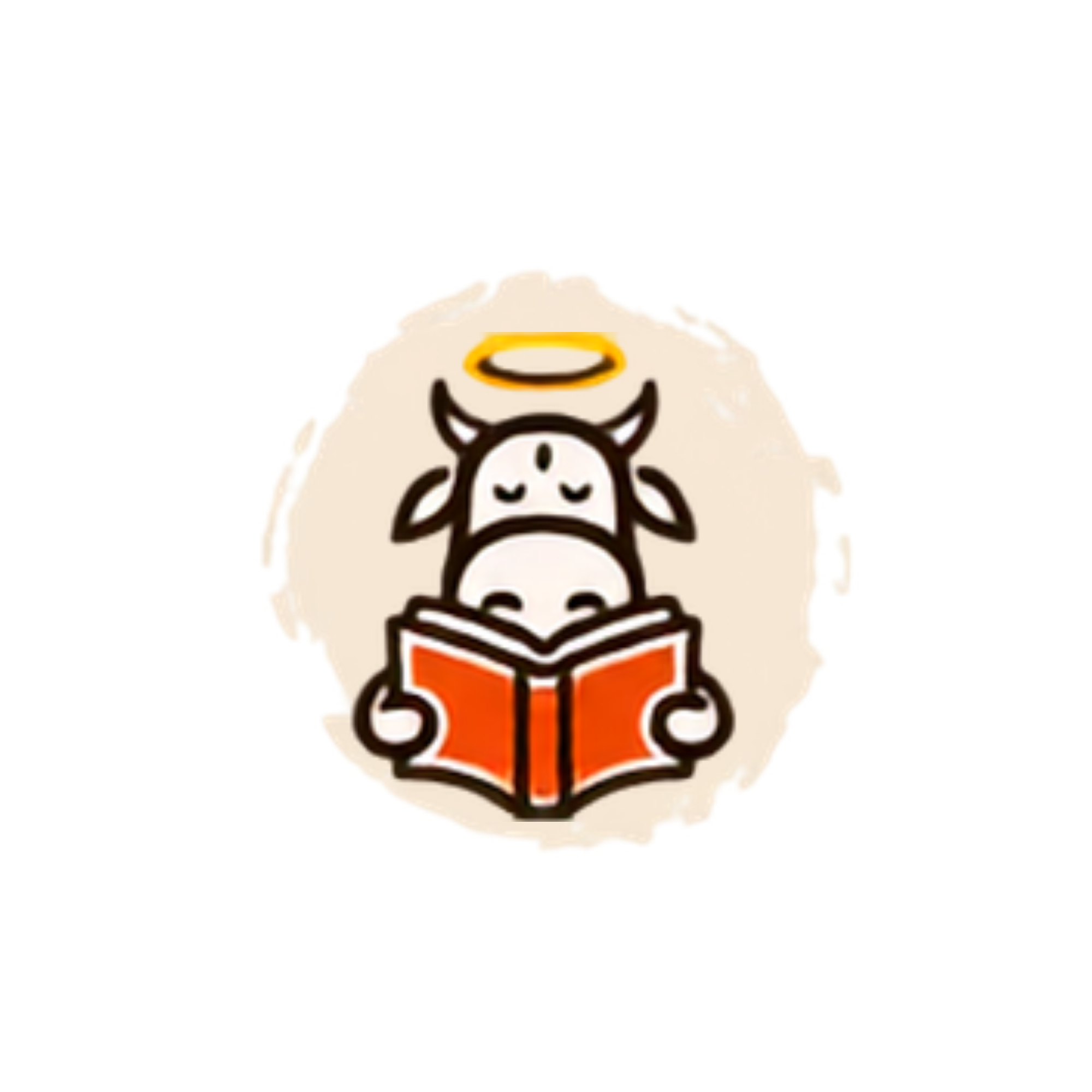 Cow reading book icon
