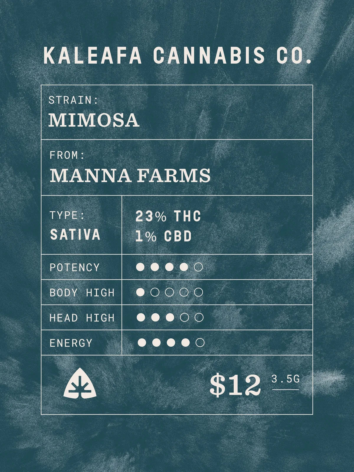 Close-up of a Kaleafa product label